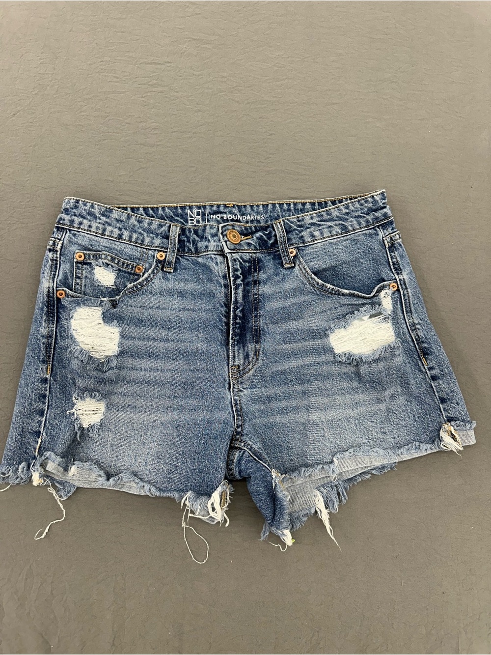 No Boundaries Distressed Light Blue Denim Shorts